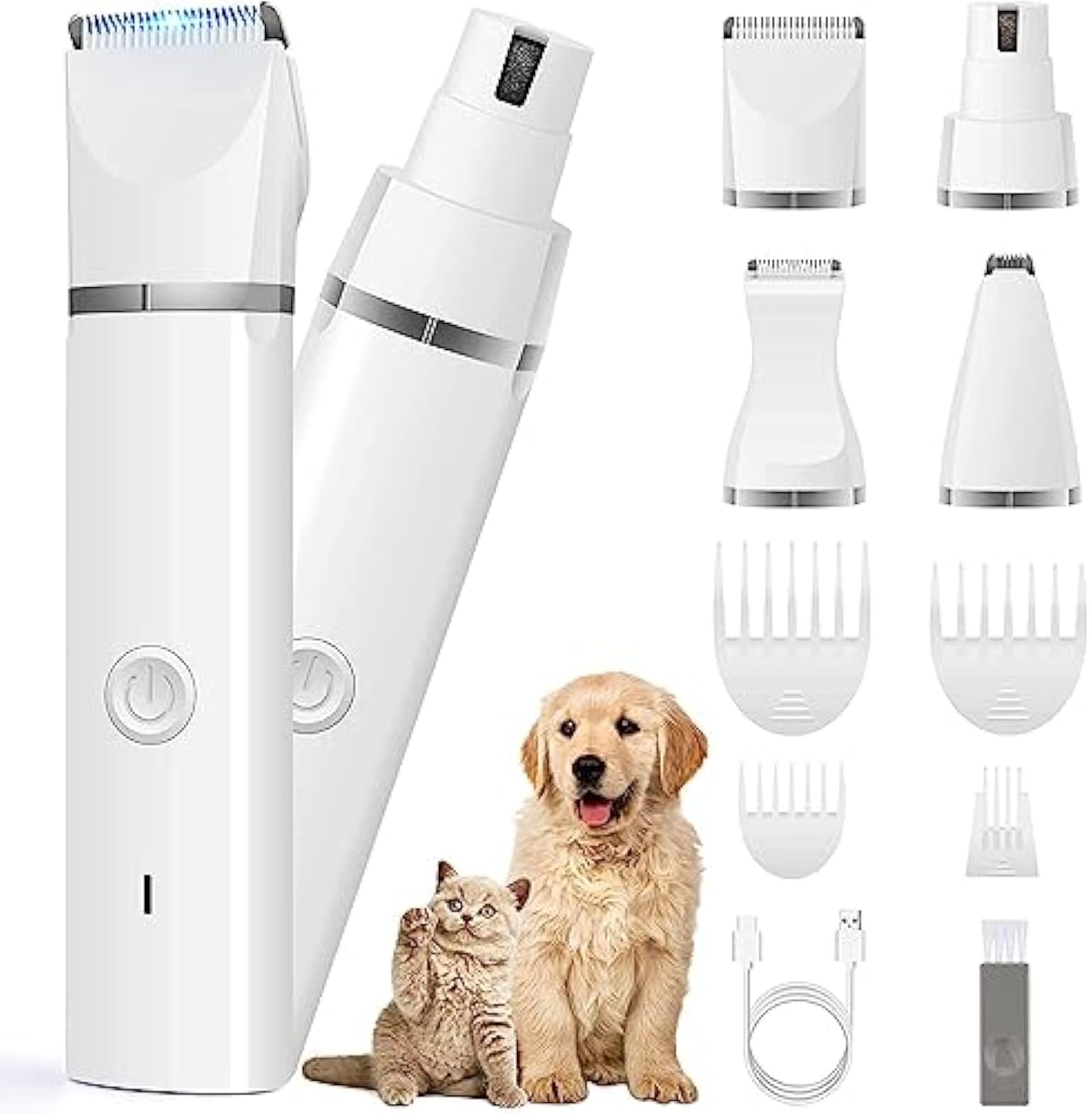 ✂️🐾 2-in-1 Dog Clippers & Nail Grinder Grooming Kit – Quiet, Cordless & Pet-Friendly! 🐶💅